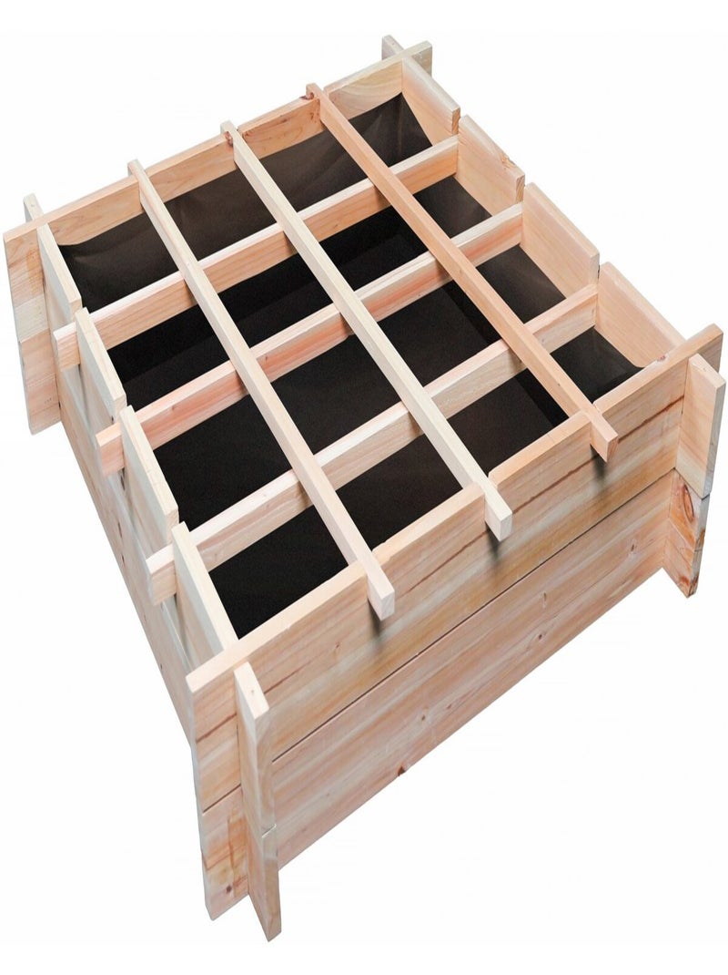 Carré potager en bois "Tournesol" - 80 x 80 x 20 cm Beige - Kiabi