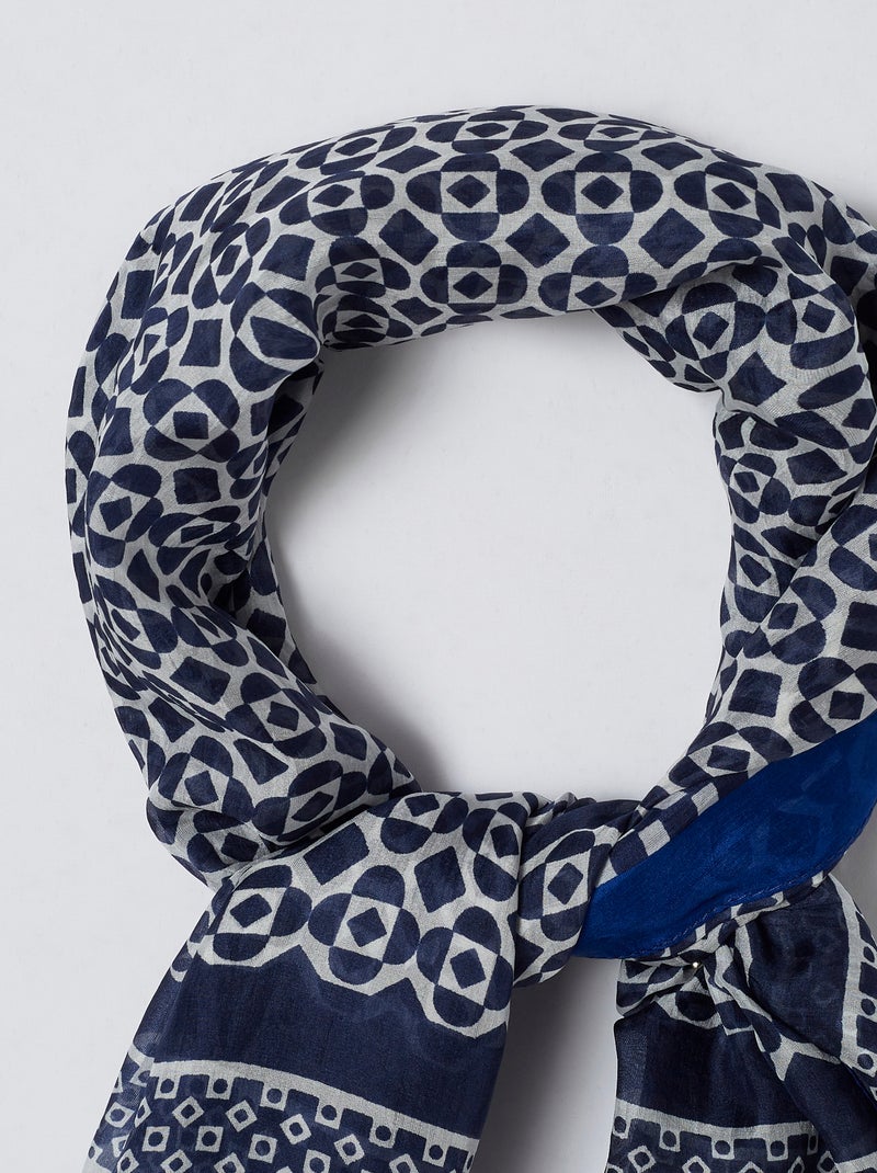 Carré pure soie imprimé - Damart Bleu - Kiabi