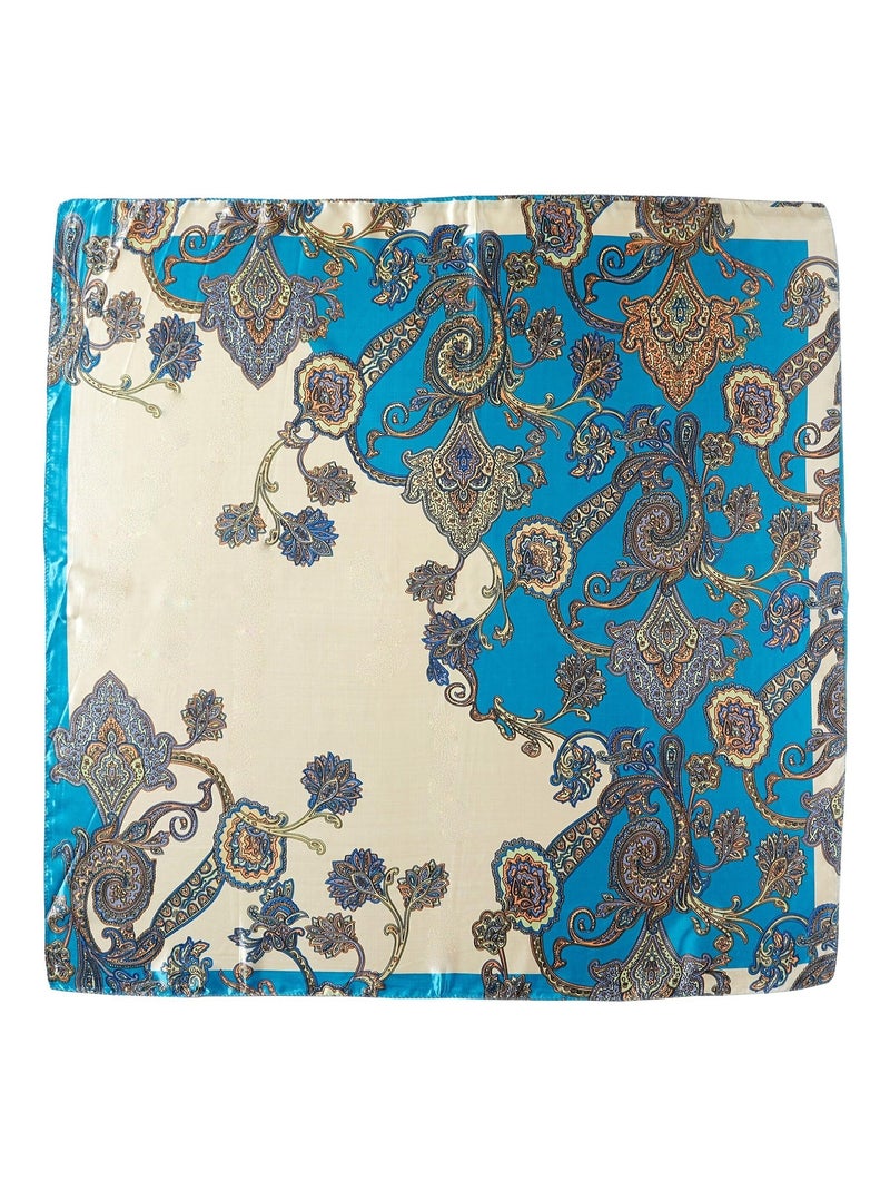 Carré Soie Baroque Bleu - Kiabi