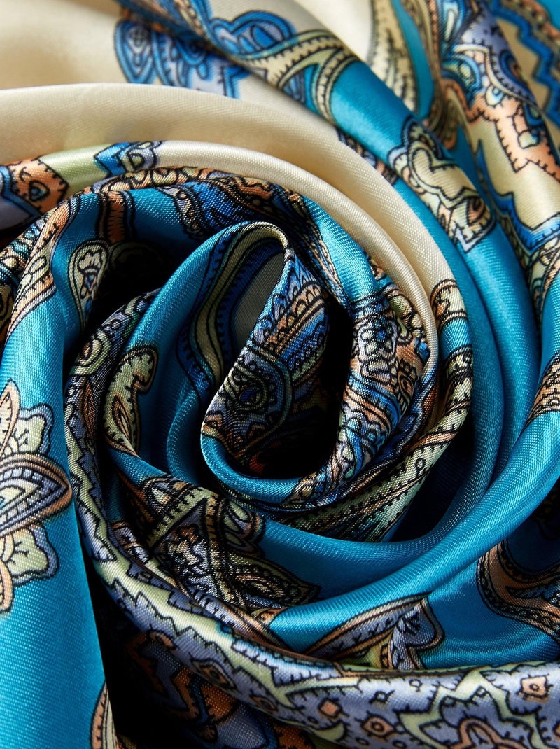 Carré Soie Baroque Bleu - Kiabi