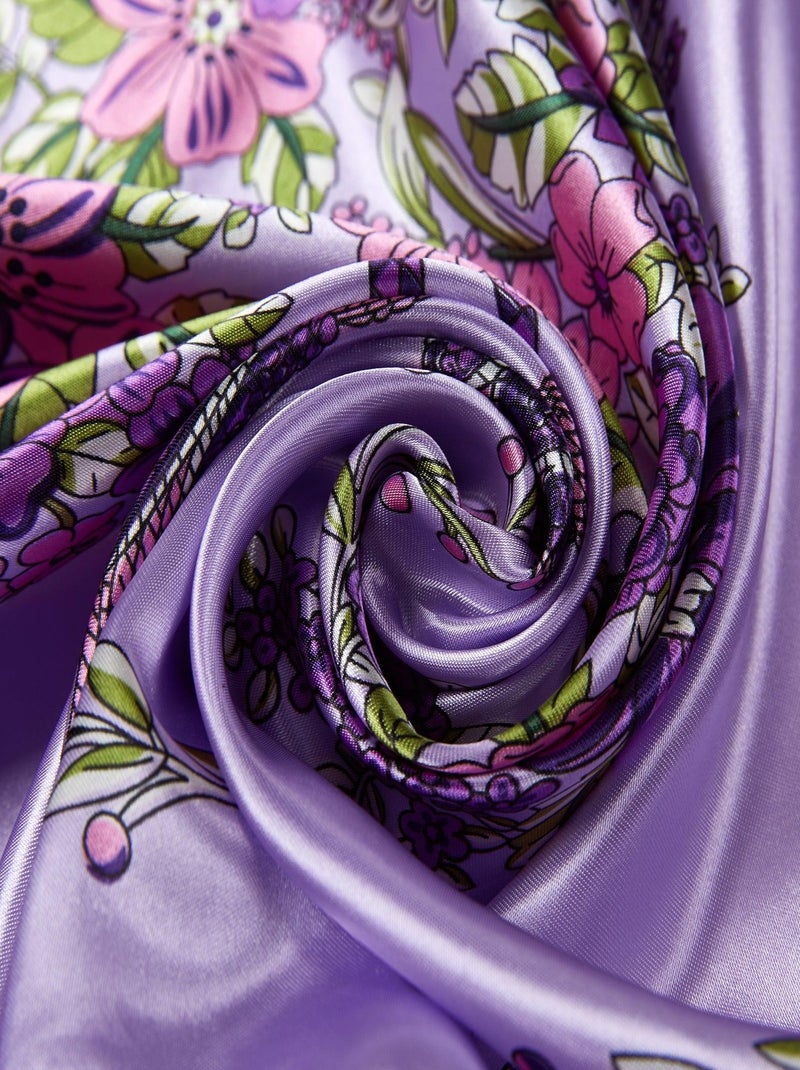 Carré Soie Treeflow Mauve lilas - Kiabi