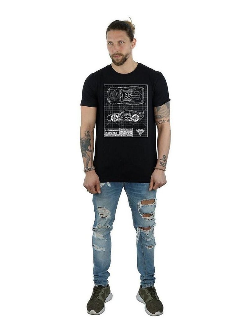 Cars - T-shirt motif Flash McQueen motif/style plan Noir - Kiabi