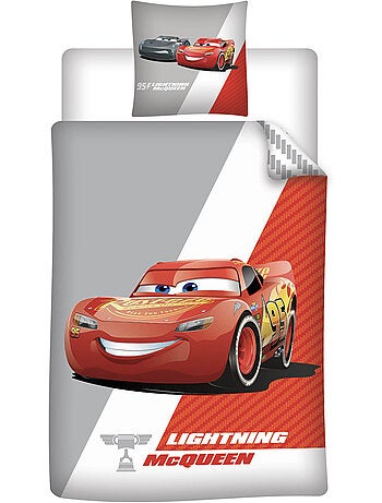Cars flash mcqueen housse de couette 140x200 + taie 65x65 polycoton rouge