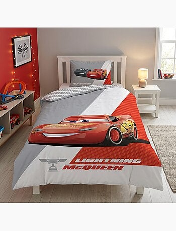 Cars flash mcqueen housse de couette 140x200 + taie 65x65 polycoton rouge