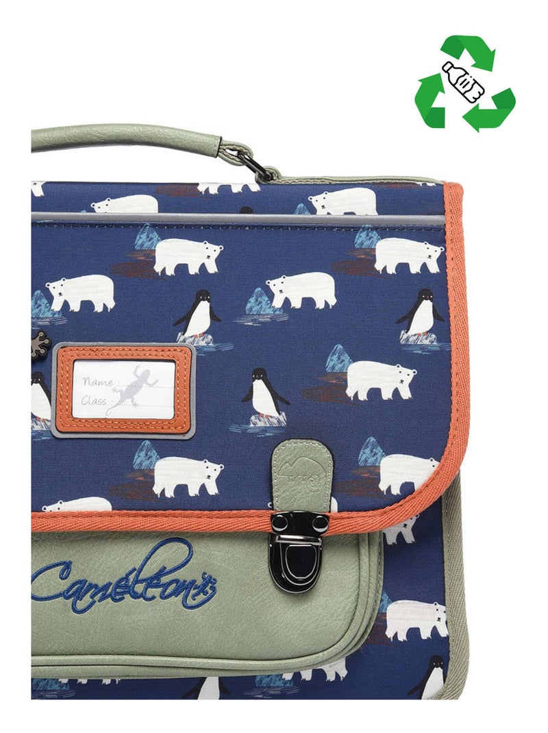 Cartable 2 Compartiments Cameleon Polyester Bleu Orange - Kiabi