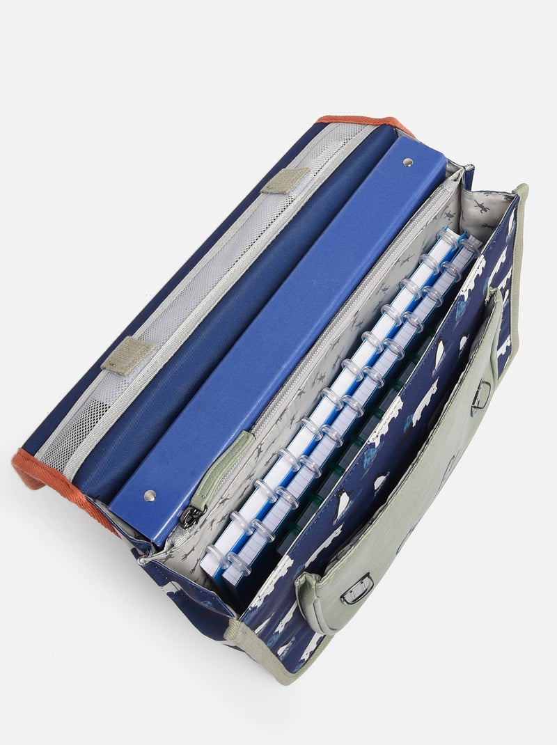 Cartable 2 Compartiments Cameleon Polyester Bleu Orange - Kiabi