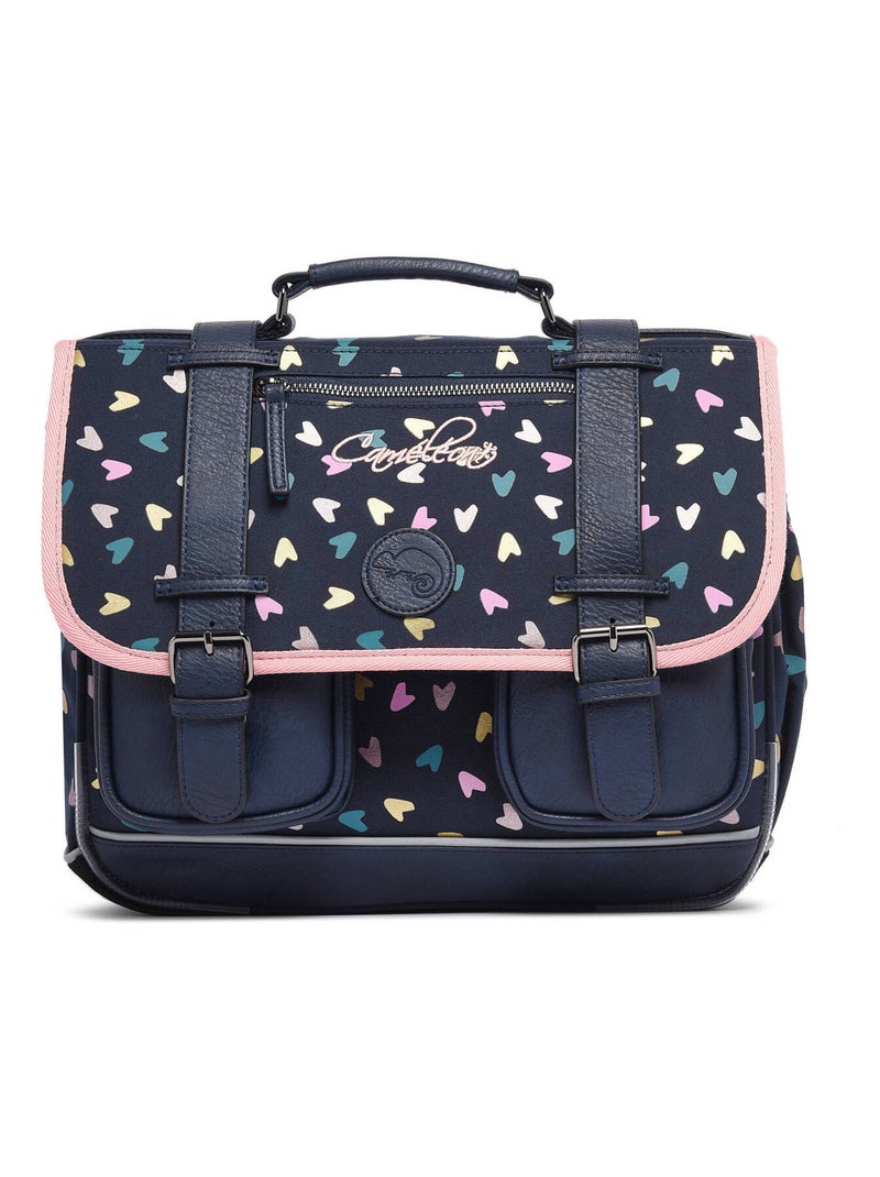 Cartable 2 Compartiments Cameleon Polyester Bleu Rose foncé Blanc - Kiabi