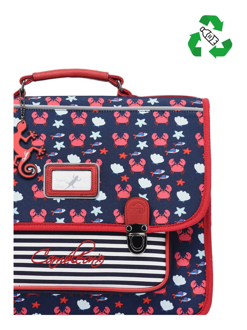 Cartable 2 Compartiments Cameleon Polyester Recycle Bleu Rouge Blanc - Kiabi