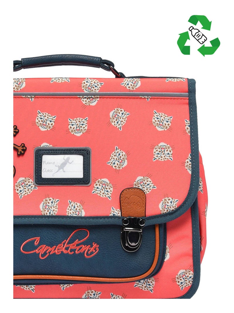 Cartable 2 Compartiments Cameleon Polyester Recycle Noir Rouge Noir - Kiabi