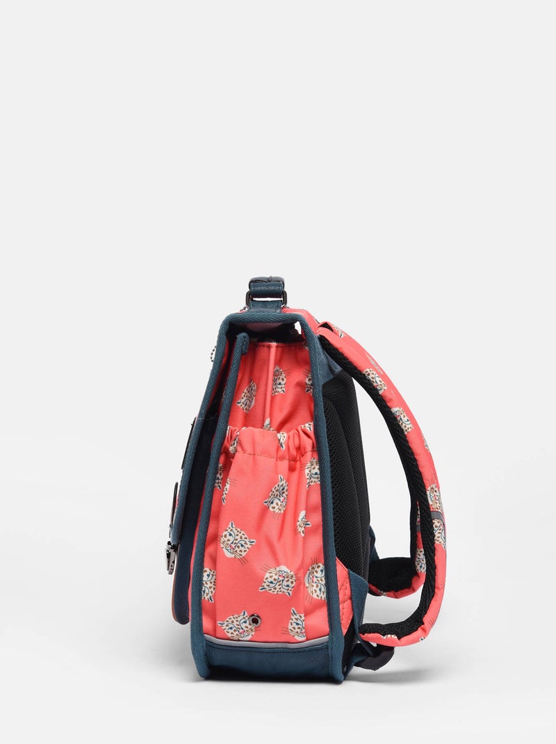 Cartable 2 Compartiments Cameleon Polyester Recycle Noir Rouge Noir - Kiabi
