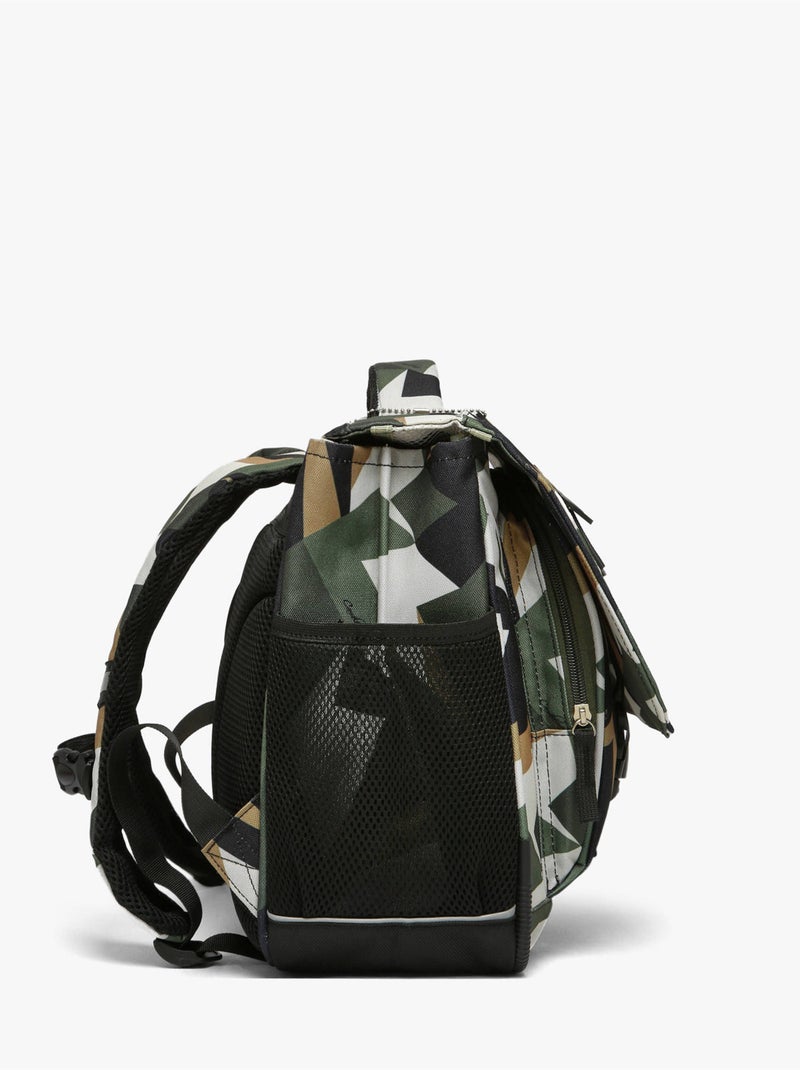 Cartable 2 Compartiments Cameleon Polyester Recycle Noir Vert Blanc - Kiabi