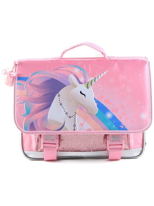 Cartable 2 compartiments Licorne Arc-en-Ciel 40 CM avec sequins - Kiabi
