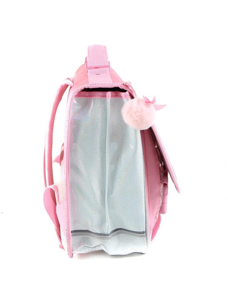 Cartable 2 compartiments Licorne Arc-en-Ciel 40 CM avec sequins Bleu Rose Blanc - Kiabi