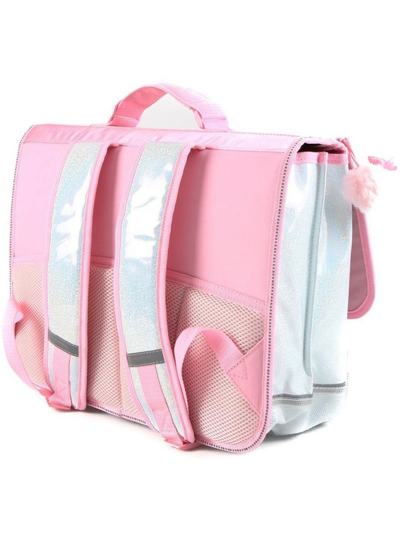 Cartable 2 compartiments Licorne Arc-en-Ciel 40 CM avec sequins Bleu Rose Blanc - Kiabi