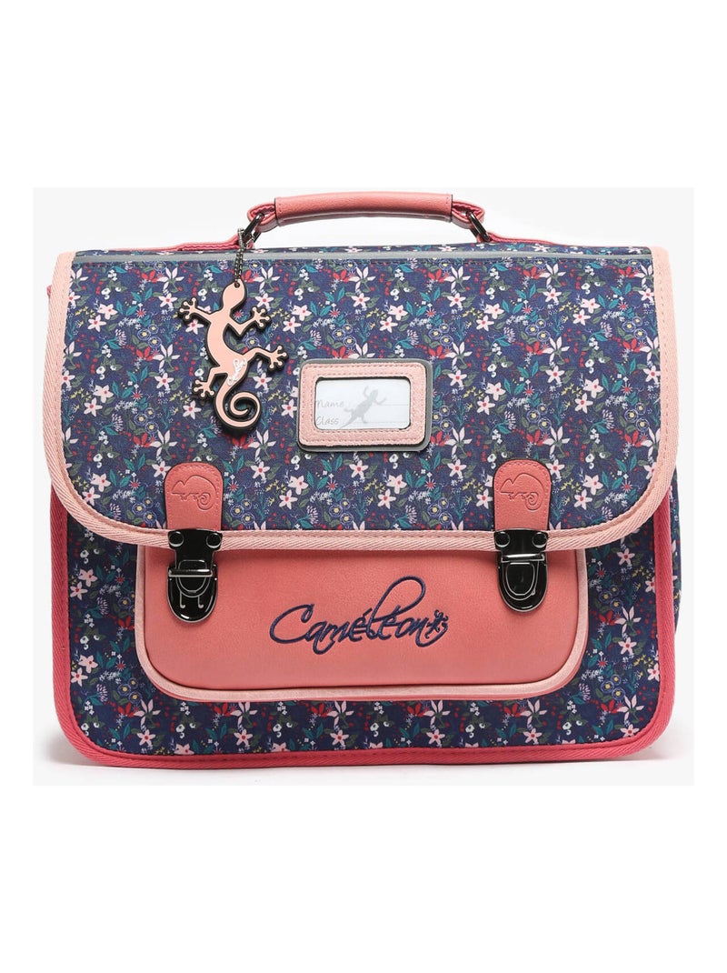 Cartable 35cm Retro Caméléon 2 compartiments - CP Bleu Rose clair - Kiabi