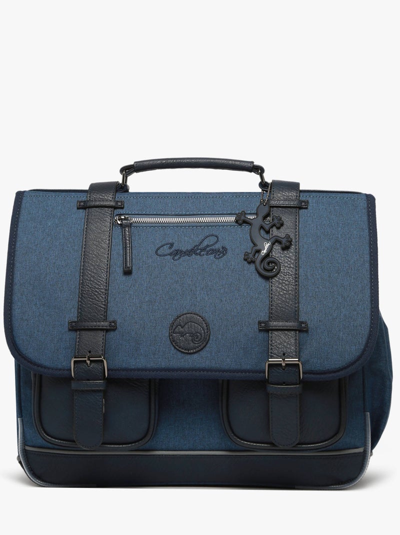 Cartable 41cm Caméléon Vintage Color avec 3 compartiments - CM1/CM2 Bleu Noir - Kiabi