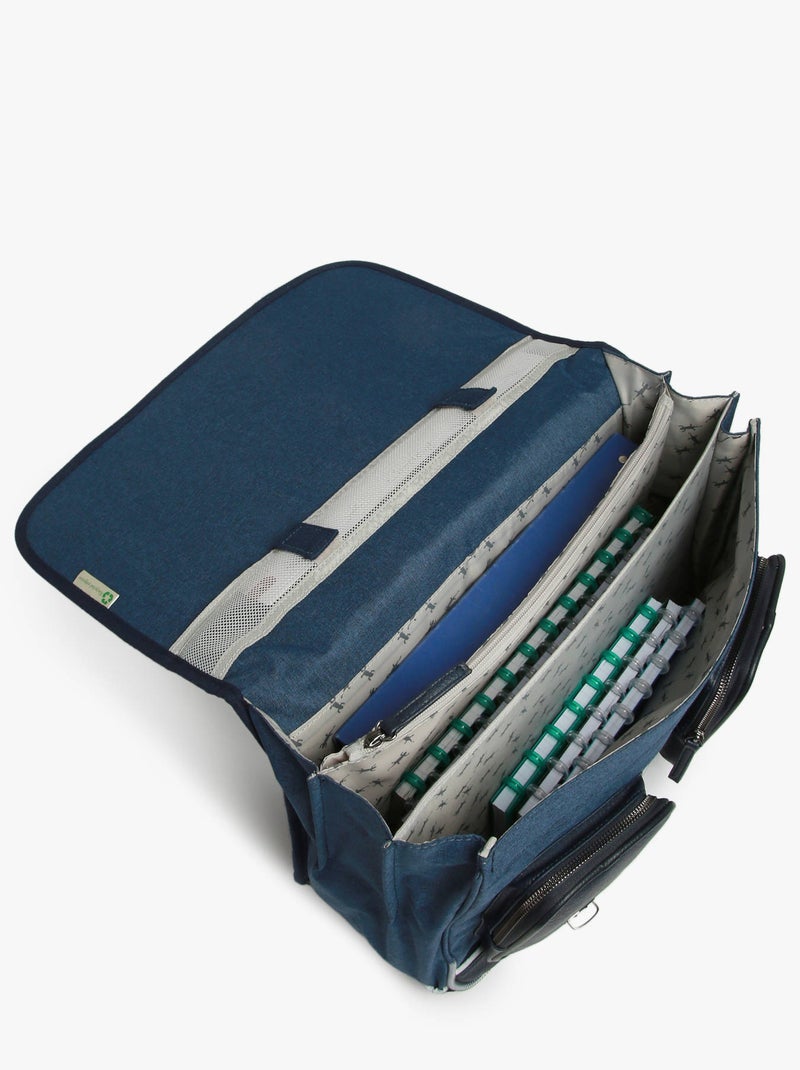 Cartable 41cm Caméléon Vintage Color avec 3 compartiments - CM1/CM2 Bleu Noir - Kiabi