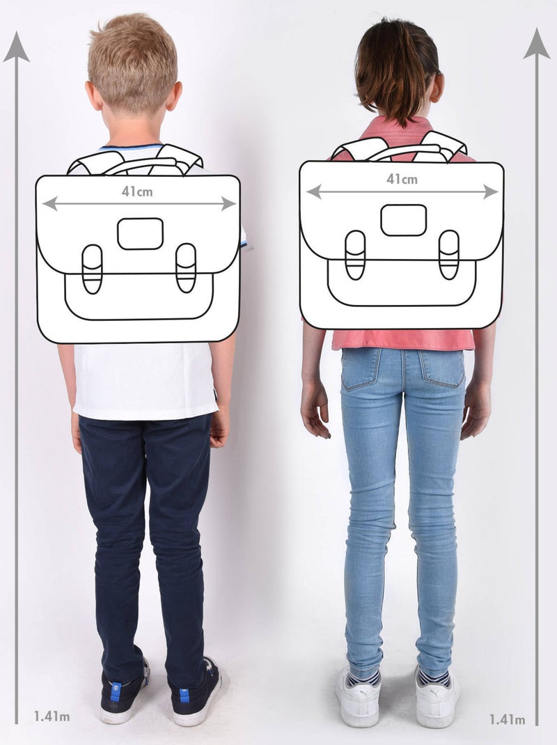 Cartable 41cm Caméléon Vintage Color avec 3 compartiments - CM1/CM2 Bleu Noir - Kiabi