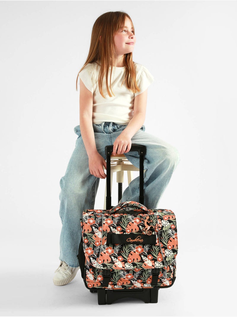 Cartable À Roulettes 2 Compartiments Futur Cameleon Polyester Recycle Noir Orange clair Blanc - Kiabi
