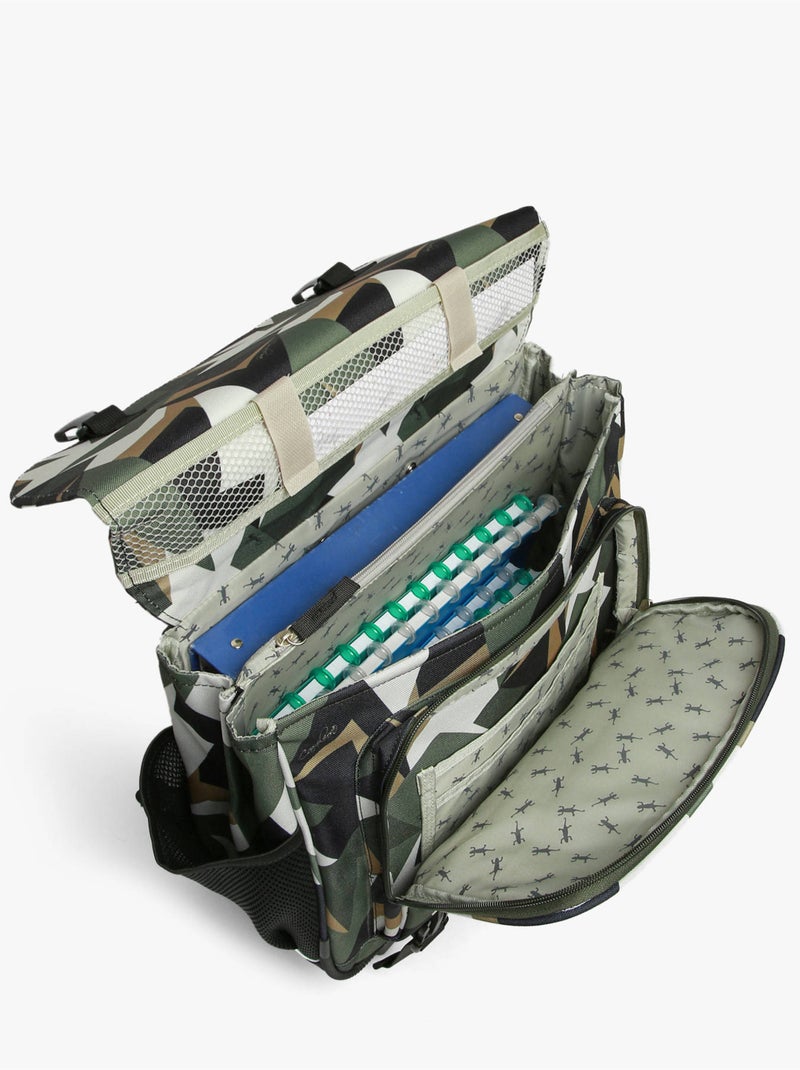 Cartable À Roulettes 2 Compartiments Futur Cameleon Polyester Recycle Noir Vert Blanc - Kiabi