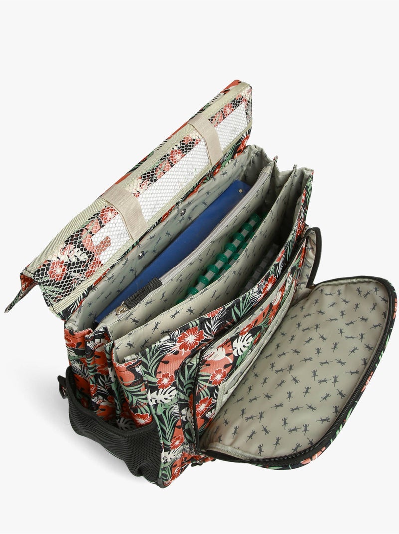 Cartable À Roulettes 3 Compartiments Cameleon Polyester Recycle Noir Orange clair Blanc - Kiabi