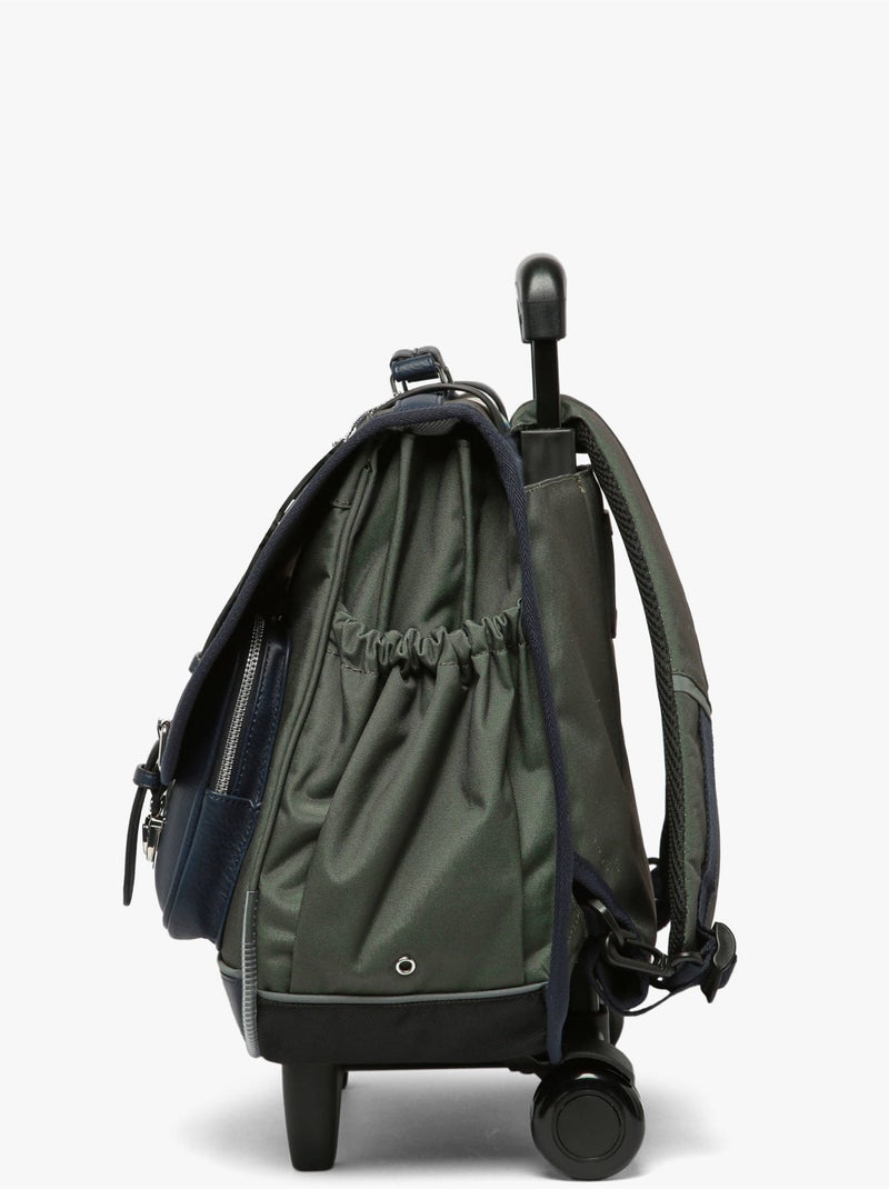 Cartable à roulettes 3 compartiments cameleon polyester recycle Vert sapin - Kiabi
