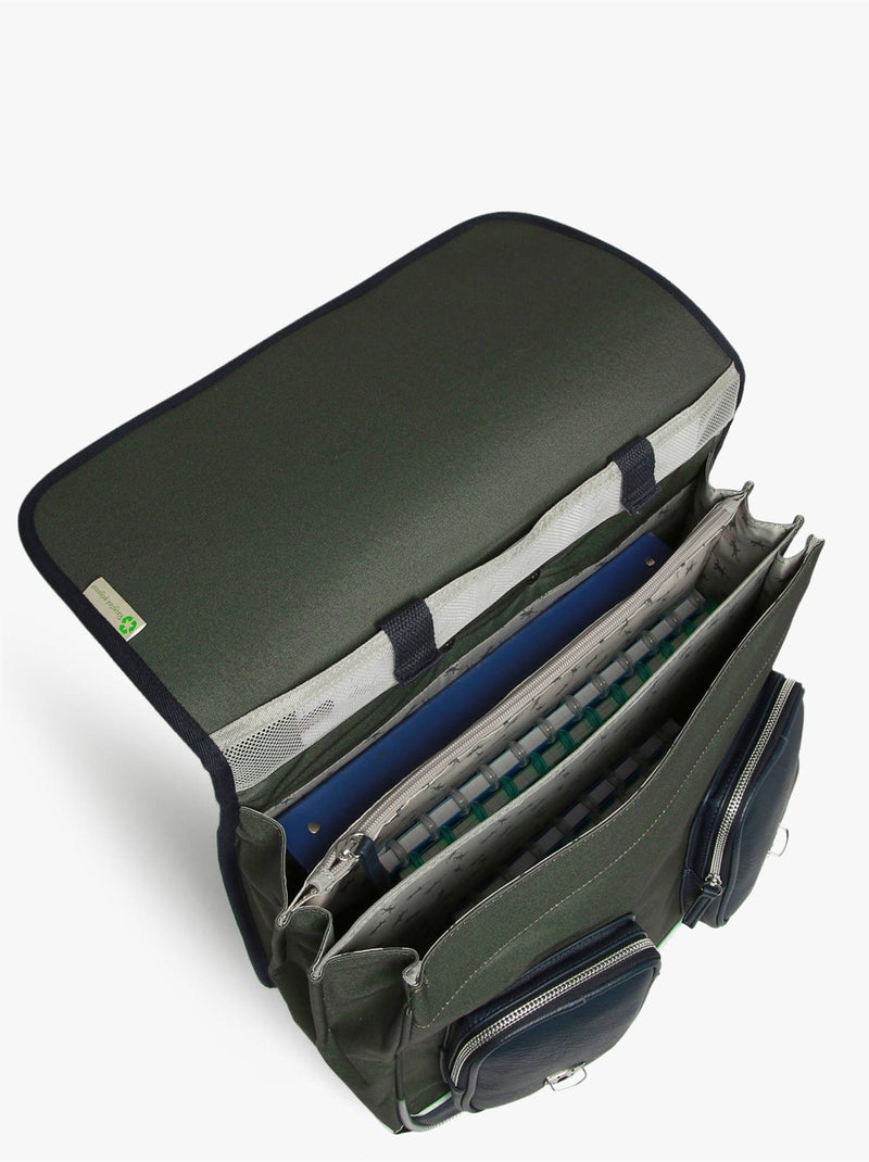 Cartable à roulettes 3 compartiments cameleon polyester recycle Vert sapin - Kiabi