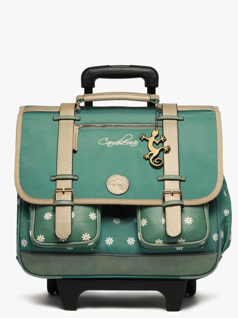 Cartable À Roulettes 3 Compartiments Cameleon Vert Sauge - Kiabi