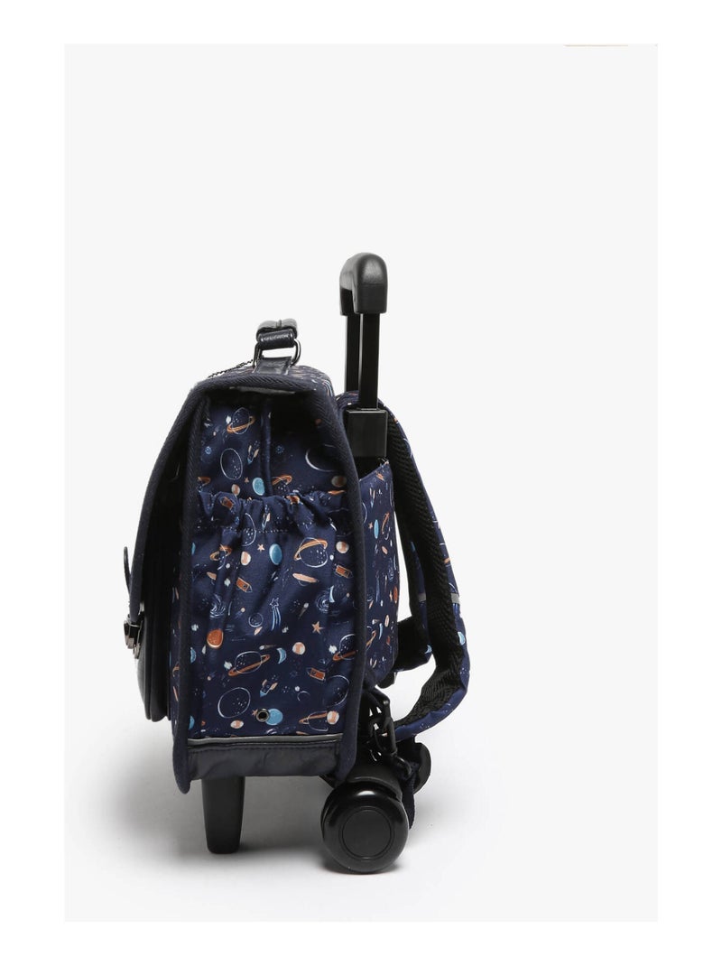 Cartable à roulettes 35cm Retro Caméléon 2 compartiments - CP Bleu Gris - Kiabi