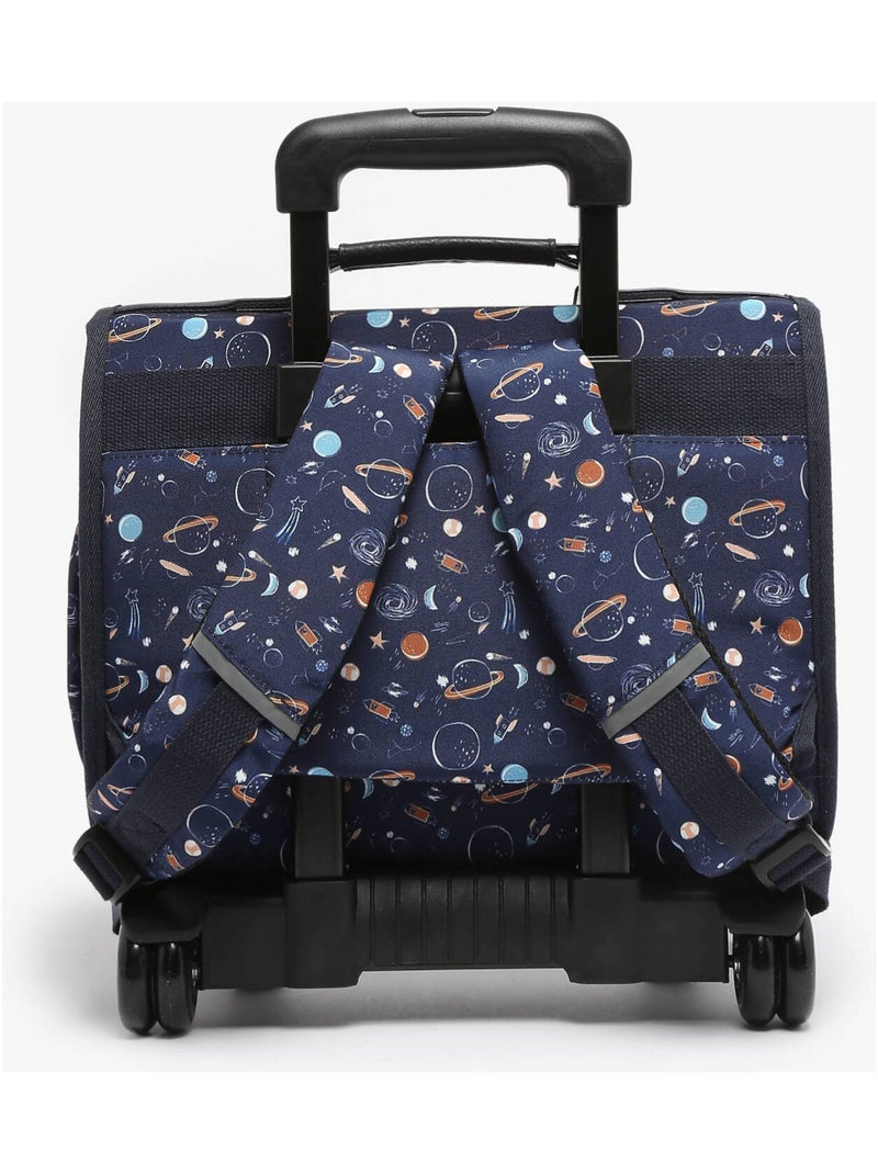 Cartable à roulettes 35cm Retro Caméléon 2 compartiments - CP Bleu Gris - Kiabi
