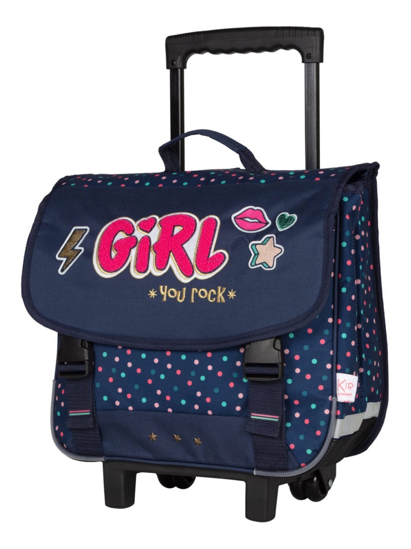 Cartable à roulettes 38 cm fille KIP Girl You Rock Marine/Multicolore - Kiabi