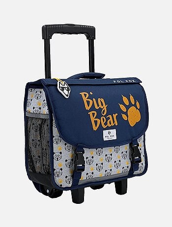 Cartable à roulettes 38 cm POL FOX bleu motif Big Bear