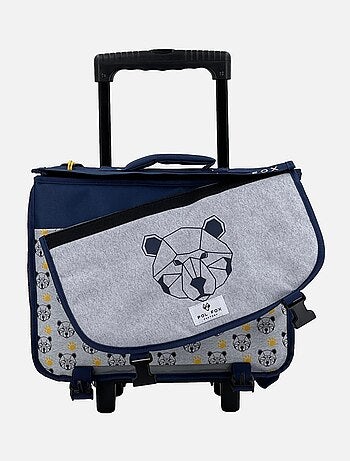 Cartable à roulettes 38 cm POL FOX bleu motif Big Bear