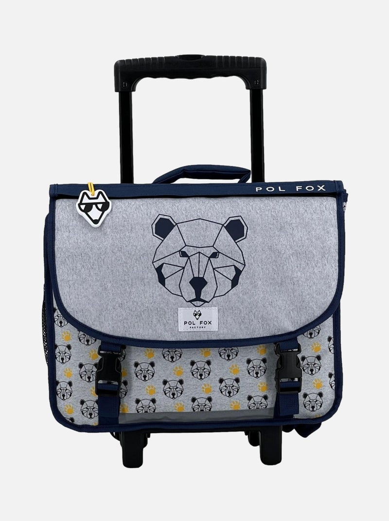 Cartable à roulettes 38 cm POL FOX bleu motif Big Bear Gris chiné - Kiabi