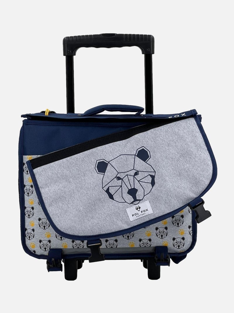 Cartable à roulettes 38 cm POL FOX bleu motif Big Bear Gris chiné - Kiabi