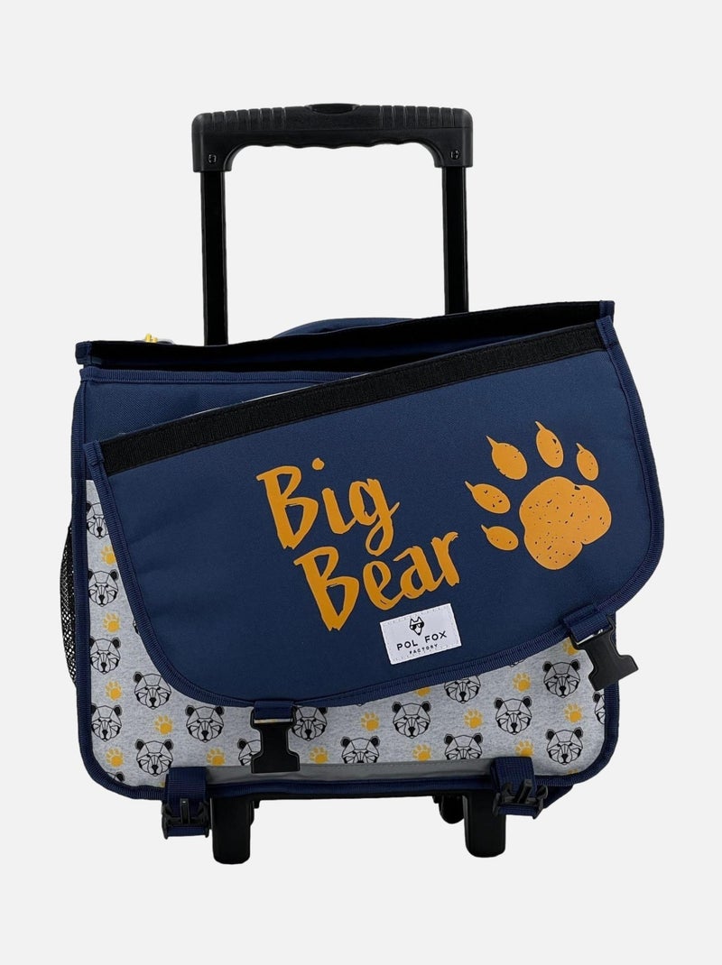 Cartable à roulettes 38 cm POL FOX bleu motif Big Bear Gris chiné - Kiabi