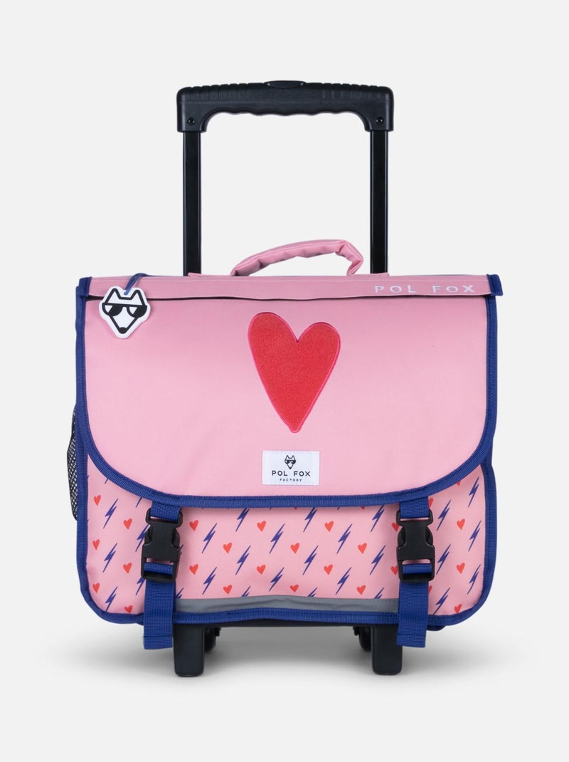 CARTABLE A ROULETTES 38 CM POL FOX HEART Rose pâle - Kiabi