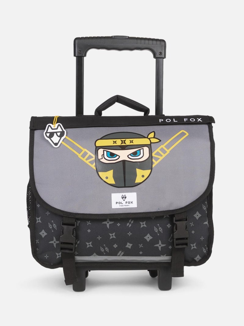 CARTABLE A ROULETTES 38 CM POL FOX NINJA Noir Gris - Kiabi