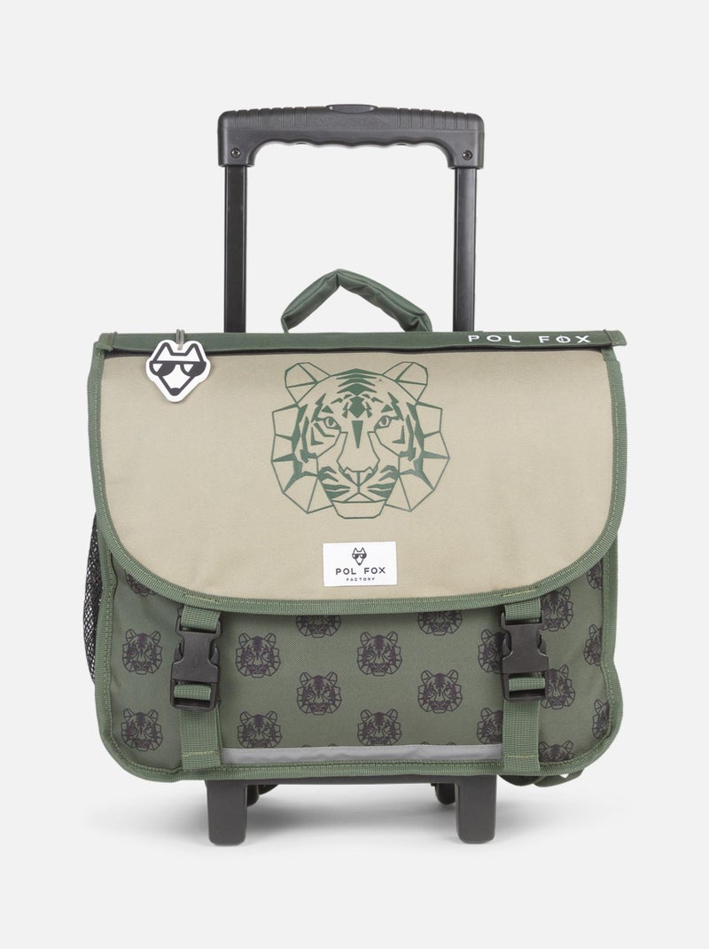 CARTABLE A ROULETTES 38 CM POL FOX TIGER Kaki - Kiabi