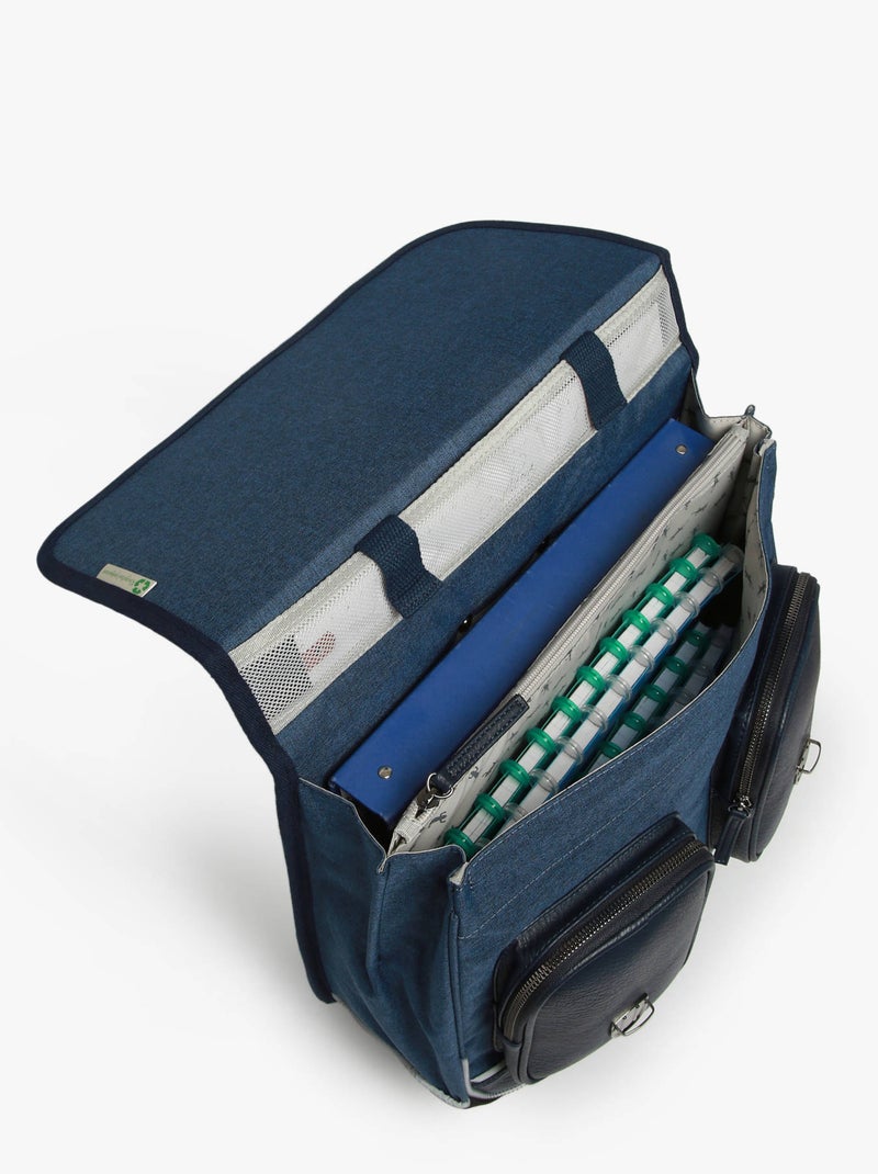 Cartable à roulettes 38cm Caméléon Vintage avec 2 compartiments - CP/CE1/CE2 Bleu Noir - Kiabi