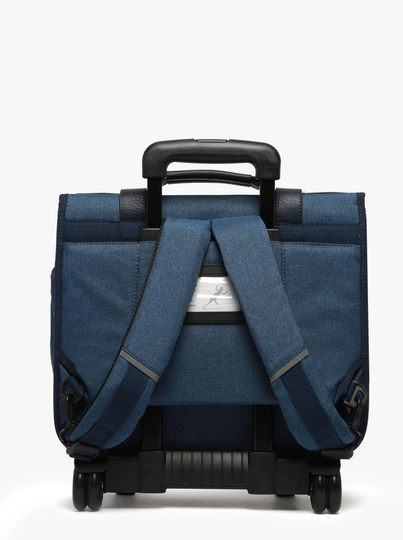 Cartable à roulettes 38cm Caméléon Vintage avec 2 compartiments - CP/CE1/CE2 Bleu Noir - Kiabi