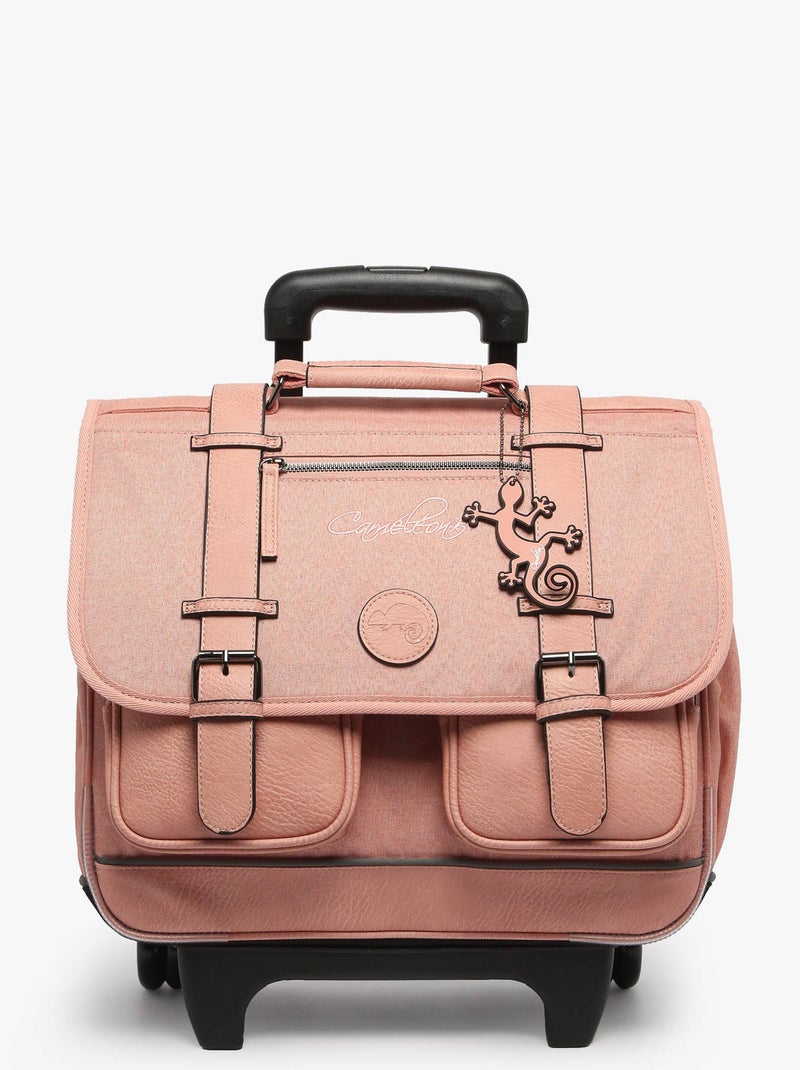 Cartable à roulettes 38cm Caméléon Vintage avec 2 compartiments - CP/CE1/CE2 Rose parme - Kiabi