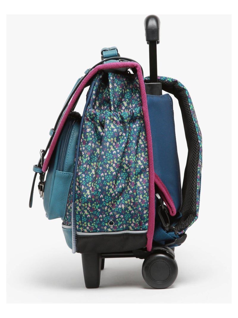 Cartable à roulettes 38cm Caméléon Vintage Fantasy avec 2 compartiments - CP/CE1/CE2 Bleu Jaune - Kiabi