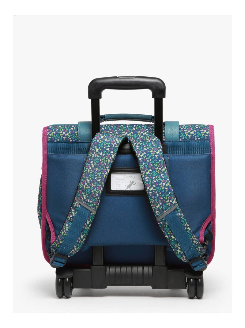 Cartable à roulettes 38cm Caméléon Vintage Fantasy avec 2 compartiments - CP/CE1/CE2 Bleu Jaune - Kiabi