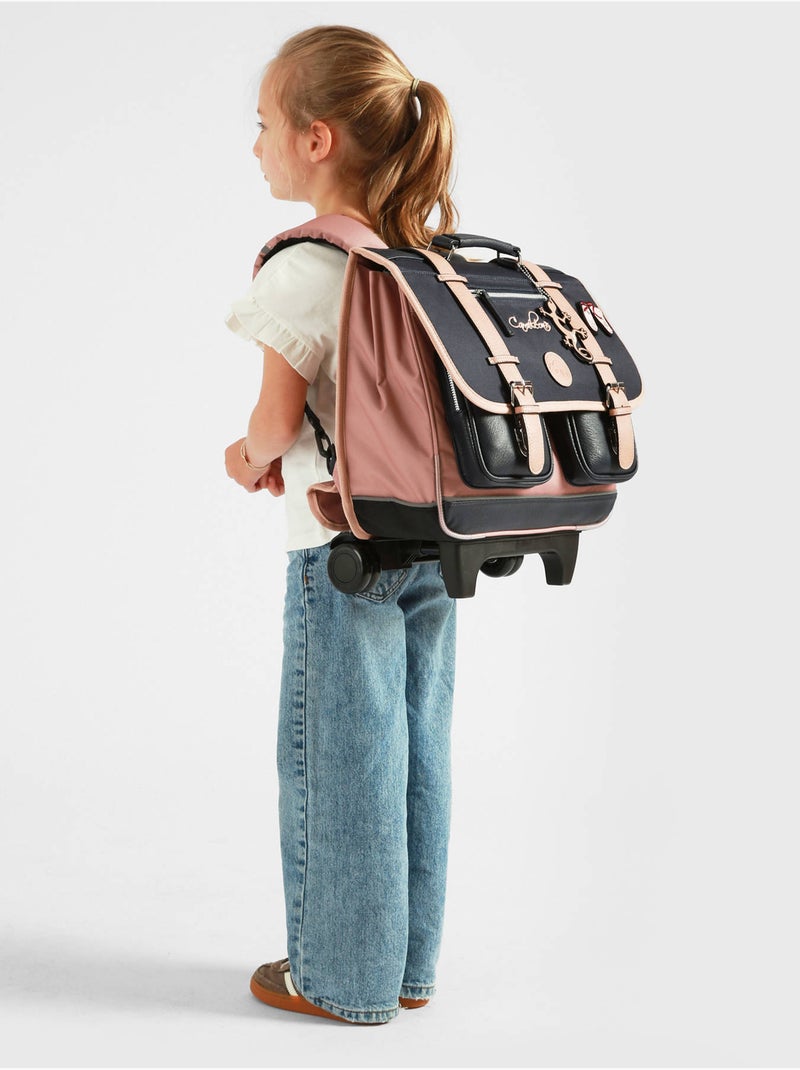 Cartable à roulettes 38cm Caméléon Vintage Fantasy avec 2 compartiments - CP/CE1/CE2 Bleu Rose Bleu - Kiabi