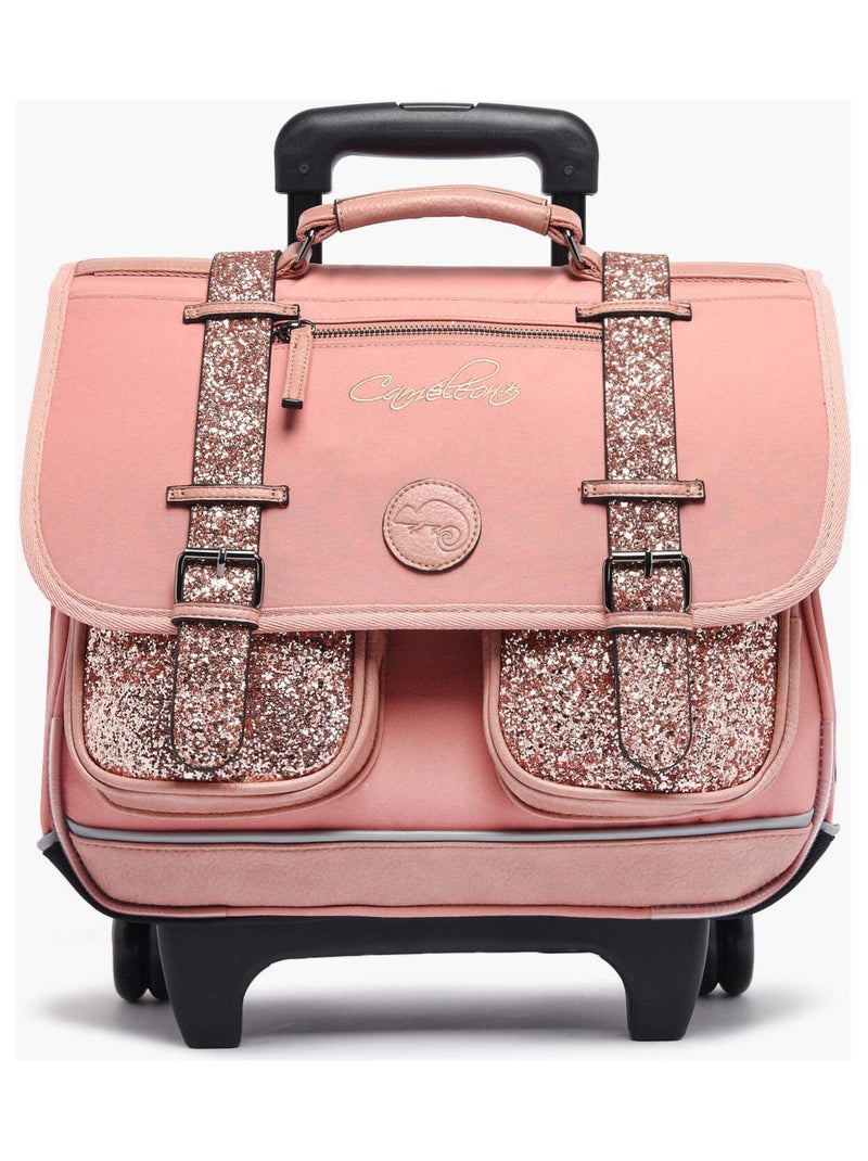 Cartable à roulettes 38cm Caméléon Vintage Fantasy avec 2 compartiments - CP/CE1/CE2 Rose bonbon - Kiabi