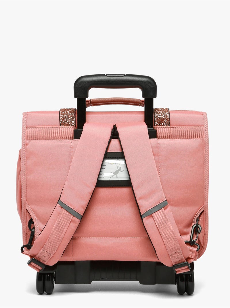Cartable à roulettes 38cm Caméléon Vintage Fantasy avec 2 compartiments - CP/CE1/CE2 Rose bonbon - Kiabi