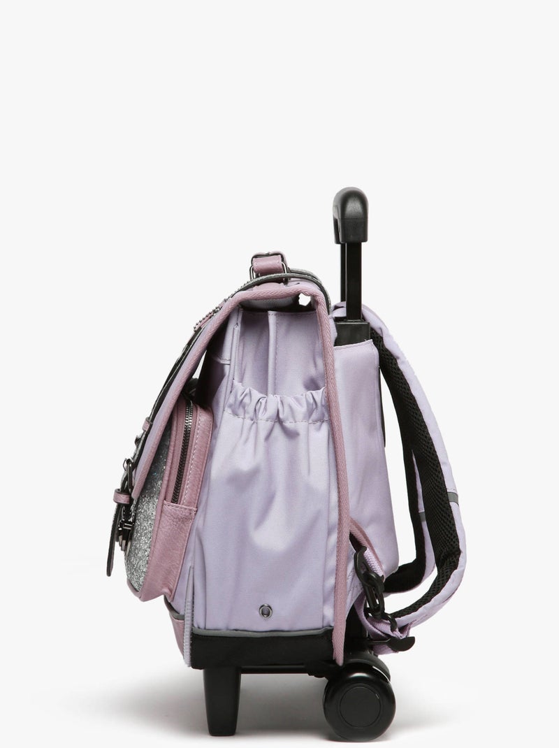 Cartable à roulettes 38cm Caméléon Vintage Fantasy avec 2 compartiments - CP/CE1/CE2 Violet clair - Kiabi