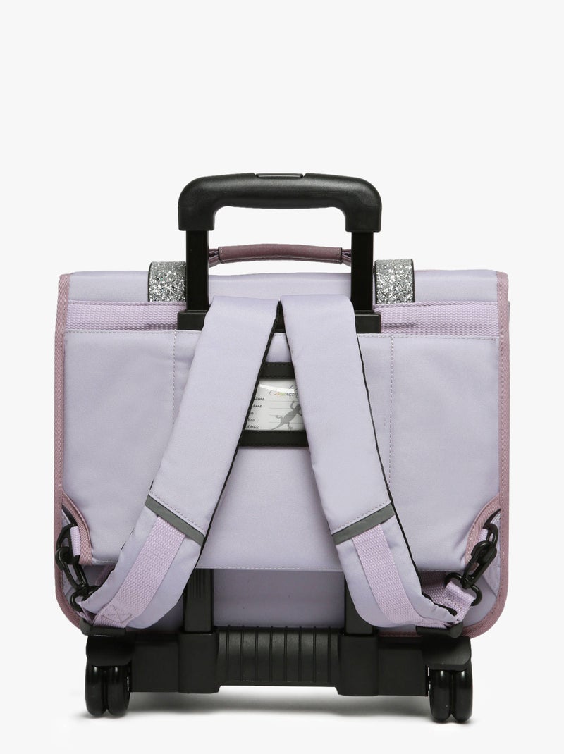 Cartable à roulettes 38cm Caméléon Vintage Fantasy avec 2 compartiments - CP/CE1/CE2 Violet clair - Kiabi
