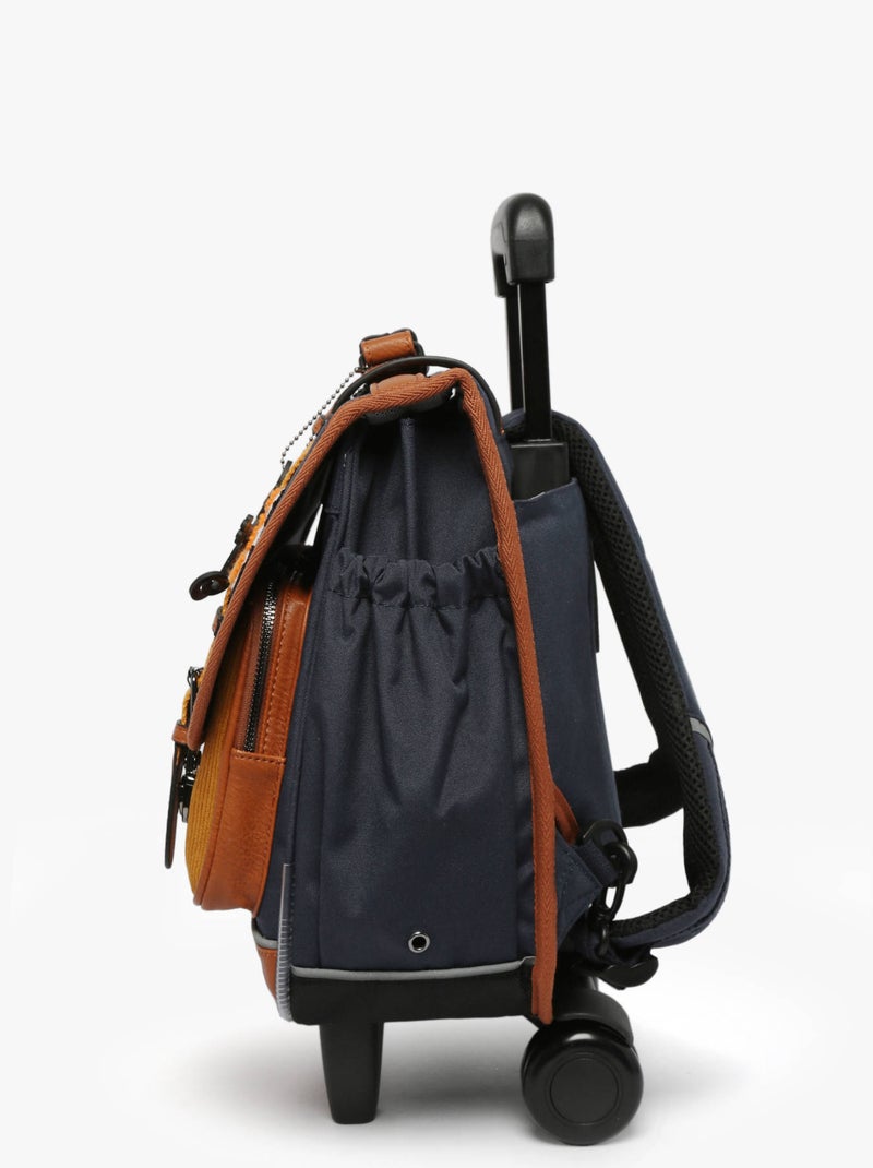Cartable à roulettes 38cm Caméléon Vintage Urban avec 2 compartiments - CP/CE1/CE2 Bleu Marron Bleu - Kiabi
